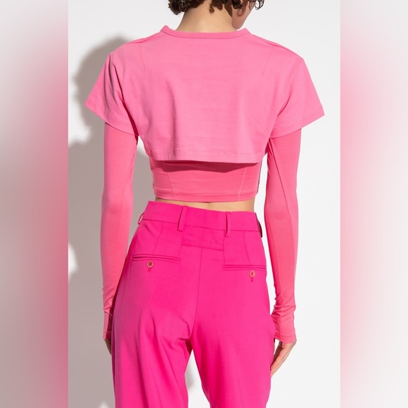 Jacquemus Vibrant Pink Long Sleeve Layered Top - Picture 2 of 6